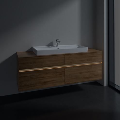 VILLEROY & BOCH COLLARO skrinka pod umývadlo 160x54,8x50 cm, 4 zásuvky, s osvetlením, Oak Kansas C031B0RH Obrázek - fotka