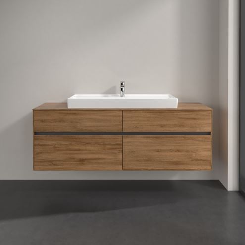 VILLEROY & BOCH COLLARO skrinka pod umývadlo 160x54,8x50 cm, 4 zásuvky, s osvetlením, Oak Kansas C031B0RH Obrázek - fotka