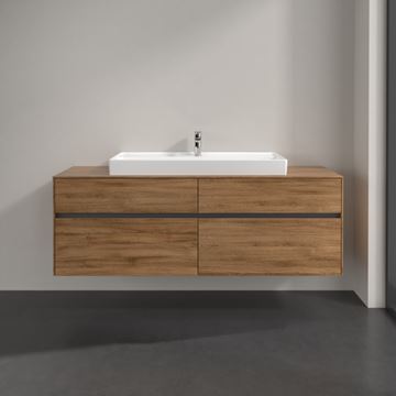 VILLEROY & BOCH COLLARO skrinka pod umývadlo 160x54,8x50 cm, 4 zásuvky, s osvetlením, Oak Kansas C031B0RH Obrázek - fotka