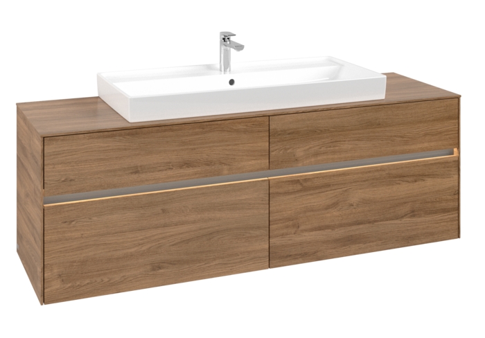 VILLEROY & BOCH COLLARO skrinka pod umývadlo 160x54,8x50 cm, 4 zásuvky, s osvetlením, Oak Kansas C031B0RH Obrázek - fotka