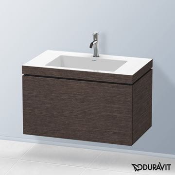 DURAVIT L-CUBE skrinka s umývadlom 80x48x50 cm, 1 zásuvka, Push-open, dub tmavý kartáčovaný LC6917O7272 Obrázek - fotka