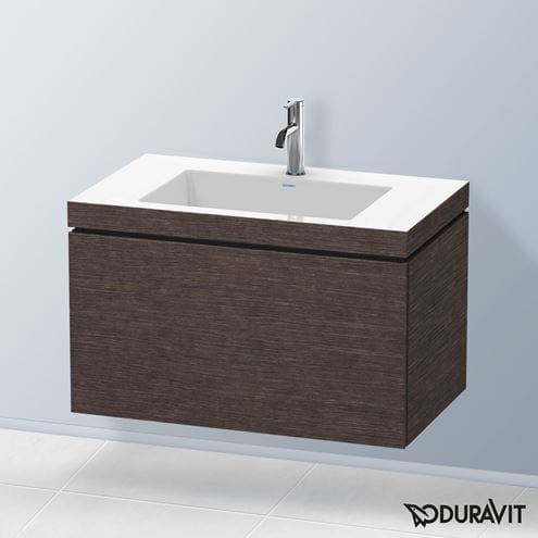 DURAVIT L-CUBE skrinka s umývadlom 80x48x50 cm, 1 zásuvka, Push-open, dub tmavý kartáčovaný LC6917O7272 Obrázek - fotka