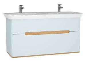 VITRA SENTO skrinka s dvojumývadlom 130x48x68,5 cm, 2 zásuvky, s osvetlením, white mat