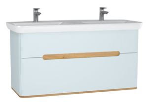 VITRA SENTO skrinka s dvojumývadlom 130x48x68,5 cm, 2 zásuvky, s osvetlením, white mat