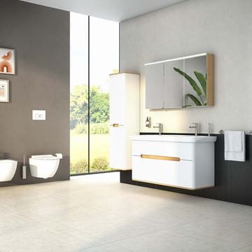 VITRA SENTO skrinka s dvojumývadlom 130x48x68,5 cm, 2 zásuvky, s osvetlením, white mat 61187 Obrázek - fotka