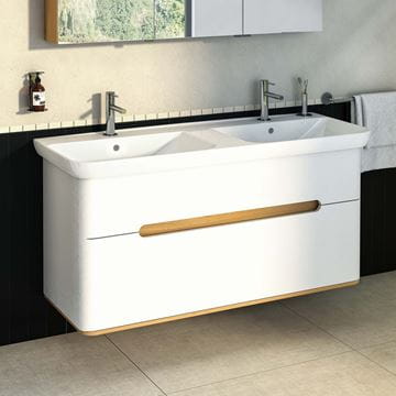 VITRA SENTO skrinka s dvojumývadlom 130x48x68,5 cm, 2 zásuvky, s osvetlením, white mat 61187 Obrázek - fotka