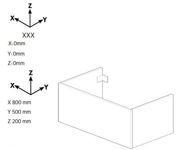 DŘEVOJAS DSD SZZ 80 nízka skrinka 80x50x20 cm, 1 zásuvka, Push-open, matná béžová 255824-T31 Technický nákres
