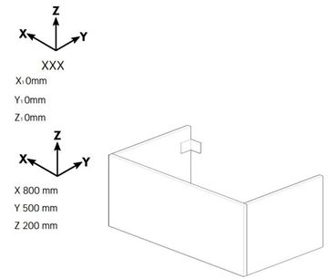 DŘEVOJAS DSD SZZ 80 nízka skrinka 80x50x20 cm, 1 zásuvka, Push-open, matná béžová 255824-T31 Technický nákres