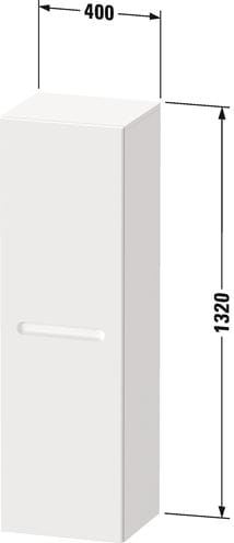 DURAVIT NO.1 nízka skrinka 40x36x132 cm, 1 dvierka, pánty vpravo, matná biela N11308R18180000 Technický nákres