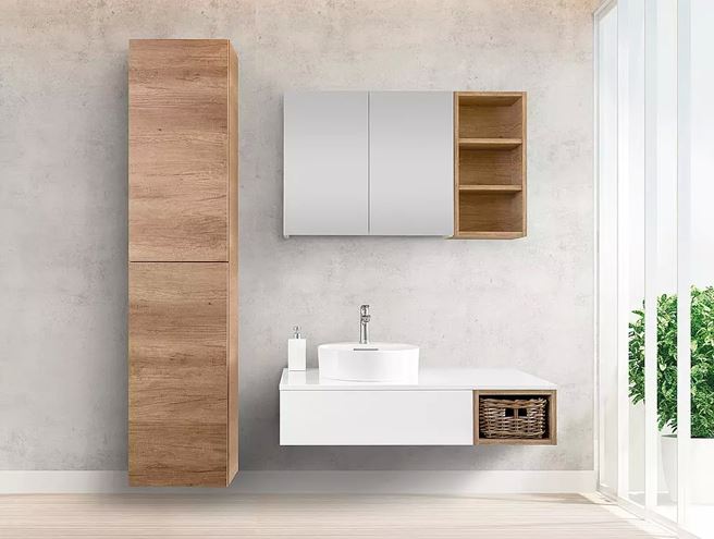 EDEN OLIVÍN vysoká skriňa 40x25x180 cm, 2 dvierka, pánty vpravo, Push-open, dub halifax prírodný OL16/P M44M44 Obrázek - fotka