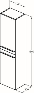 IDEAL STANDARD I.LIFE A vysoká skrinka 40x30x160 cm, 2 dvierka, matná biela T5260DU Technický nákres