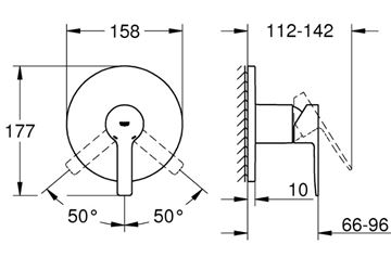 GROHE LINEARE sprchová podomietková batéria, chróm 24063001 Technický nákres