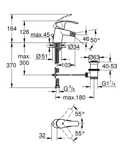 GROHE EUROSMART bidetová stojanková batéria, s odtokovou súpravou, Water Saving, chróm 32929002 Obrázek - fotka