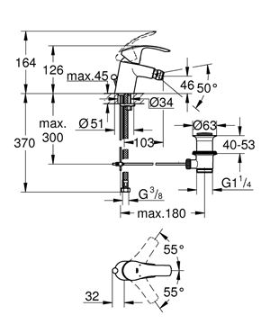 GROHE EUROSMART bidetová stojanková batéria, s odtokovou súpravou, Water Saving, chróm 32929002 Obrázek - fotka
