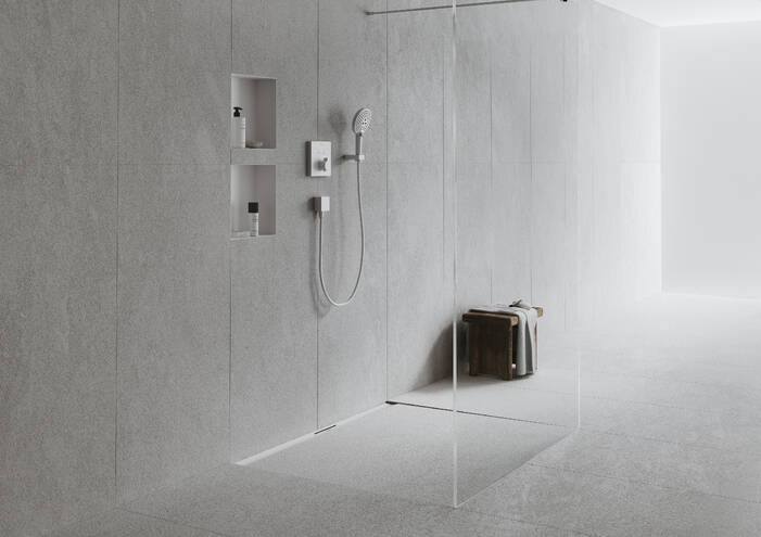 HANSGROHE 900 RAINDRAIN FLEX vrchná sada sprchového žľabu, skracovateľný, pre inštaláciu voľne na plochu, matná biela 56045700 Obrázek - fotka