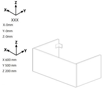 DŘEVOJAS DSD SZZ 60 nízka skrinka 60x50x20 cm, 1 zásuvka, Push-open, matná čierna 224769-T31 Technický nákres