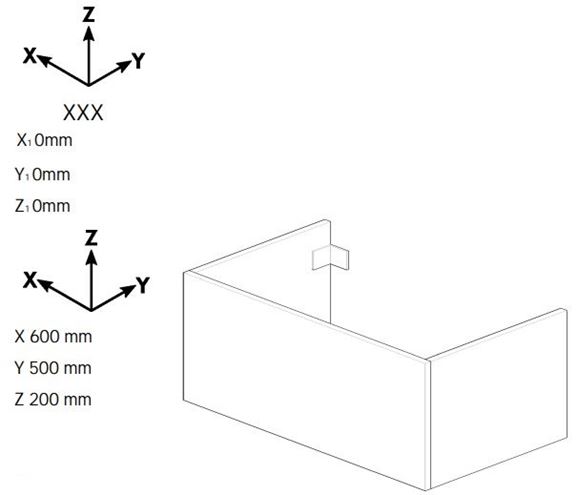DŘEVOJAS DSD SZZ 60 nízka skrinka 60x50x20 cm, 1 zásuvka, Push-open, matná čierna 224769-T31 Technický nákres
