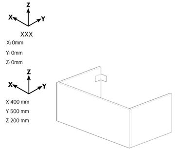 DŘEVOJAS DSD SZZ 40 nízka skrinka 40x50x20 cm, 1 zásuvka, Push-open, matná čierna 222635-T31 Technický nákres