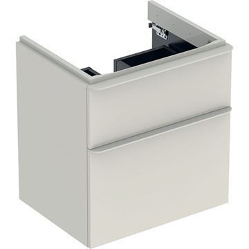 GEBERIT SMYLE SQUARE skrinka pod umývadlo 58,4x47x61,7 cm, 2 zásuvky, lesklá pieskovo šedá
