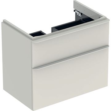 GEBERIT SMYLE SQUARE skrinka pod umývadlo 73,4x47x61,7 cm, 2 zásuvky, lesklá pieskovo šedá
