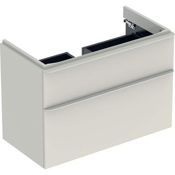 GEBERIT SMYLE SQUARE skrinka pod umývadlo 88,4x47x61,7 cm, 2 zásuvky, lesklá pieskovo šedá