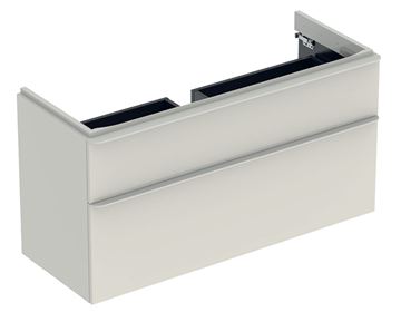 GEBERIT SMYLE SQUARE skrinka pod umývadlo 118,4x47x61,7 cm, 2 zásuvky, lesklá pieskovo šedá