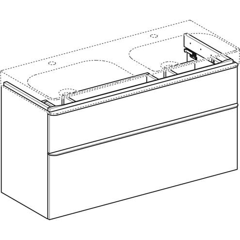 GEBERIT SMYLE SQUARE skrinka pod dvojumývadlo 118,4x47x61,7 cm, 2 zásuvky, lesklá biela 500.356.00.1 Obrázek - fotka