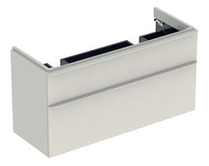 GEBERIT SMYLE SQUARE skrinka pod dvojumývadlo 118,4x47x61,7 cm, 2 zásuvky, lesklá piesková šedá