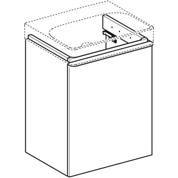 GEBERIT SMYLE SQUARE skrinka pod umývadlo 49,2x40,6x61,7 cm, 1 dvierka, pánty vpravo, lesklá pieskovo šedá 500.363.JL.1 Obrázek - fotka