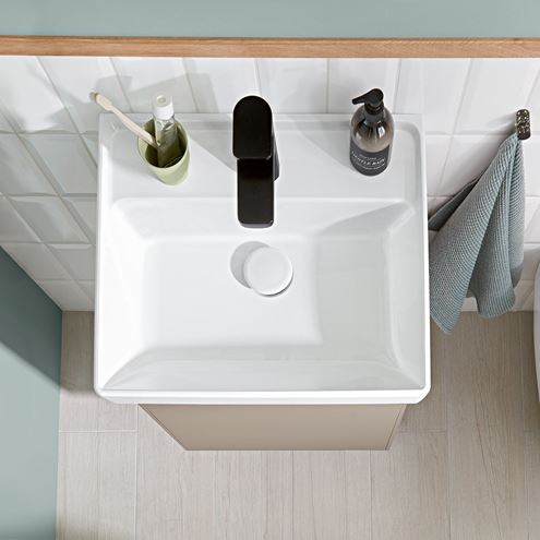 VILLEROY & BOCH COLLARO skrinka pod umývadlo 41x34,4x54,6 cm, 1 dvierka, ľavá, Push-open, Truffle Grey C00500VG Obrázek - fotka