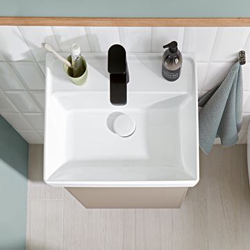 VILLEROY & BOCH COLLARO skrinka pod umývadlo 41x34,4x54,6 cm, 1 dvierka, ľavá, Push-open, Truffle Grey C00500VG Obrázek - fotka