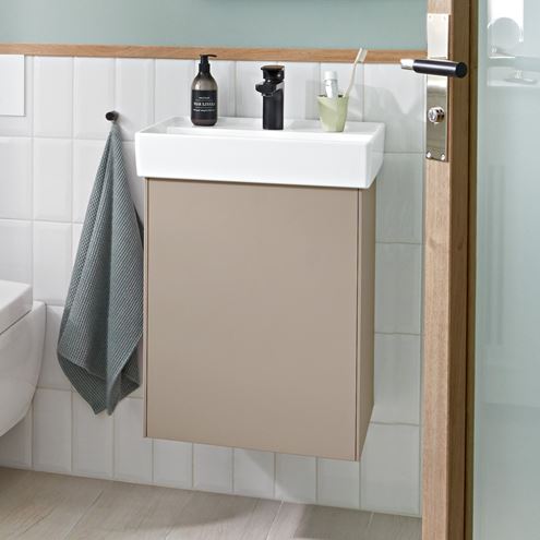 VILLEROY & BOCH COLLARO skrinka pod umývadlo 41x34,4x54,6 cm, 1 dvierka, ľavá, Push-open, Truffle Grey C00500VG Obrázek - fotka