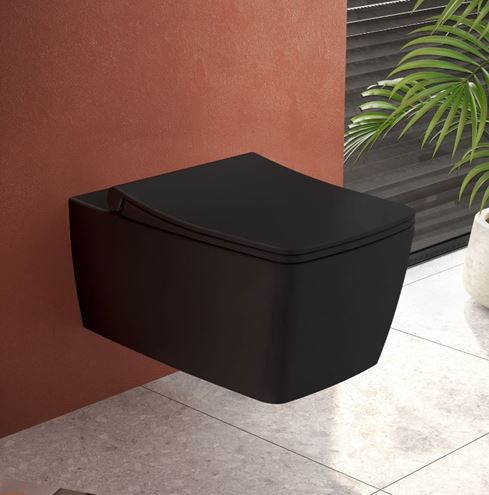 VITRA METROPOLE závesné WC, Rim-ex splachovanie, VitrAhygiene, matná čierna 7672B083-0101 Obrázek - fotka