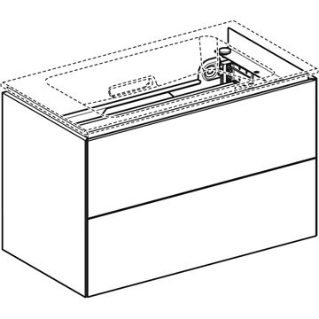 GEBERIT ONE skrinka pod umývadlo 74,5x39,5x46,5 cm, 2 zásuvky, Push-open, s osvetlením, lesklá biela 500.381.01.1 Obrázek - fotka