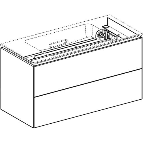 GEBERIT ONE skrinka pod umývadlo 89,5x39,5x46,5 cm, 2 zásuvky, Push-open, s osvetlením, lesklá biela 500.385.01.1 Obrázek - fotka