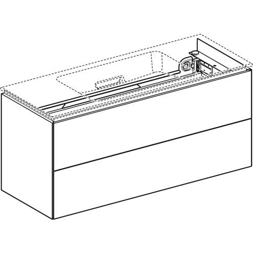 GEBERIT ONE skrinka pod umývadlo 104,5x39,5x46,5 cm, 2 zásuvky, Push-open, s osvetlením, lesklá biela 500.386.01.1 Obrázek - fotka