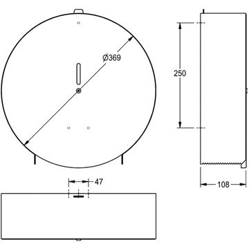 KWC CHRX670 zásobník na toaletný papier, so zámkom, nástenný, matná nerez oceľ 2000057141 Technický nákres