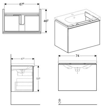 GEBERIT ACANTO skrinka pod umývadlo 74x47,5x53,5 cm, 1zásuvka, lesklá biela 500.611.01.2 Obrázek - fotka