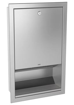 KWC RODAN RODX600E zásobník na skladané papierové uteráky, so zámkom, vstavaný, matná nerez oceľ