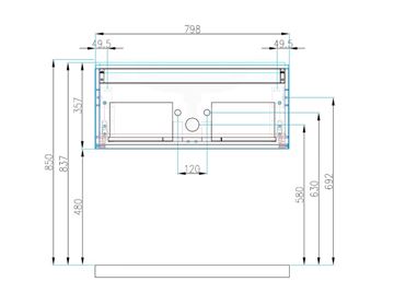 CONCEPT MODULAR skrinka pod umývadlo 79,8x49,5x33,2 cm, 1 zásuvka, Push-open, lesklá biela 807658 Technický nákres