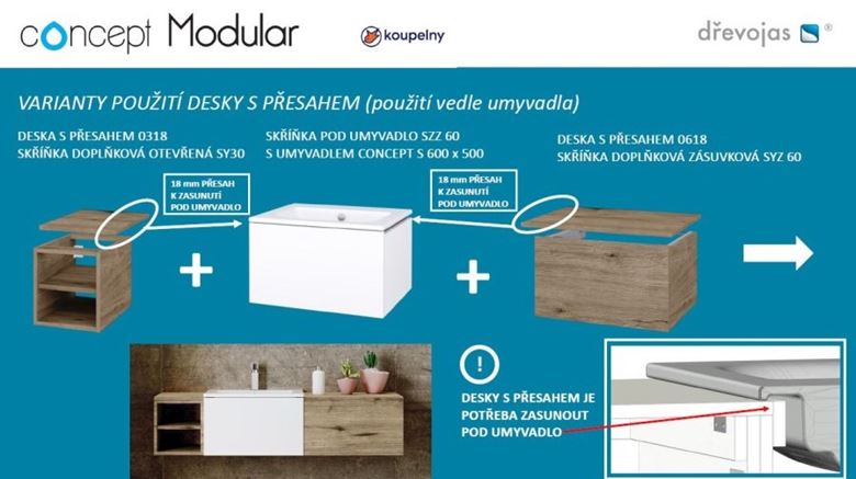 CONCEPT MODULAR skrinka pod umývadlo 99,8x49,5x33,2 cm, 1 zásuvka, Push-open, graphite 807801 Obrázek - fotka