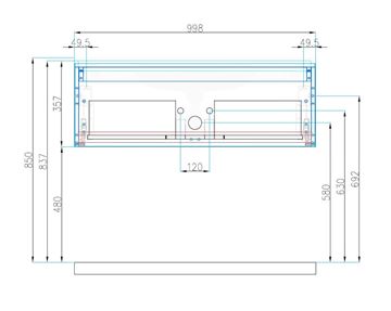 CONCEPT MODULAR skrinka pod umývadlo 99,8x49,5x33,2 cm, 1 zásuvka, Push-open, herkules 807948 Technický nákres