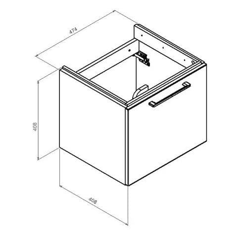 CONCEPT 100 skrinka pod umývadlo 47,4x40,8x40,8 cm, 1 zásuvka, antracit PTA-052 Technický nákres