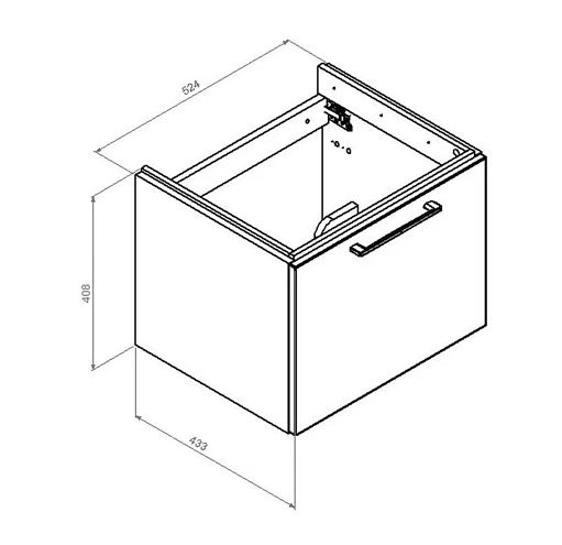 CONCEPT 100 skrinka pod umývadlo 52,4x43,3x40,8 cm, 1 zásuvka, biela PTA-053 Technický nákres