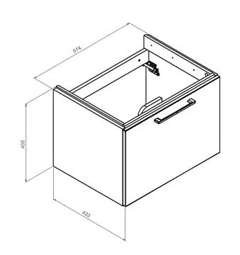 CONCEPT 100 skrinka pod umývadlo 57,4x43,3x40,8 cm, 1 zásuvka, antracit PTA-056 Technický nákres
