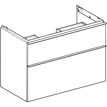 GEBERIT ICON skrinka pod umývadlo 88,8x47,6x61,5 cm, 2 zásuvky, matná biela 502.305.01.3 Technický nákres