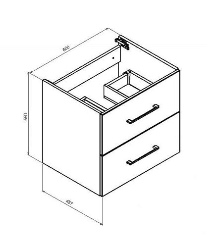 CONCEPT 250 skrinka pod umývadlo 80x45, 7x55 cm, 2 zásuvky, biela PTA-004 Technický nákres