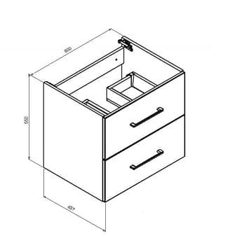 CONCEPT 250 skrinka pod umývadlo 80x45, 7x55 cm, 2 zásuvky, antracit lesk PTA-005 Technický nákres