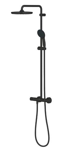 GROHE TEMPESTA SYSTEM 250 sprchový set s termostatickou batériou, horná sprcha, ručná sprcha s 2 prúdmi, tyč, hadica, Water Saving, matná čierna 266702431 Obrázek - fotka