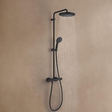 GROHE TEMPESTA SYSTEM 250 sprchový set s termostatickou batériou, horná sprcha, ručná sprcha s 2 prúdmi, tyč, hadica, Water Saving, matná čierna 266702431 Obrázek - fotka